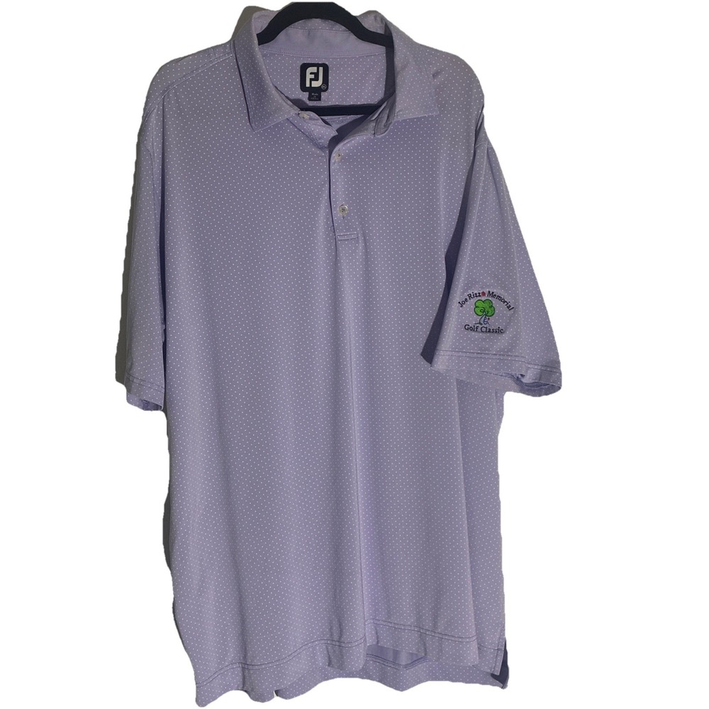 FootJoy Men's 2XL Blue Polka Dot Polo Shirt Performance Stretch Golf